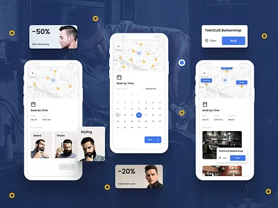 Stylist app with book feature app barber book appointment booking booking app filter map search ui ux