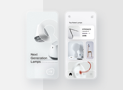 Next Generation Lamp Design app app design app ui clean ui futurism futuristic lamp shop lamp store minimal ui online shop