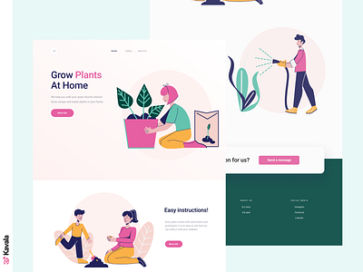 Plants landing page daily ui dailyui figma green homepage illustration illustrations kavala landing page plants ui ui design uiux