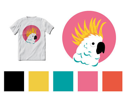 Cockatoo T-Shirt Design adobe illustrator animal illustration bright colors cockatoo graphicdesign halftone illustration limited colour palette t shirt design t shirt illustration vector illustration