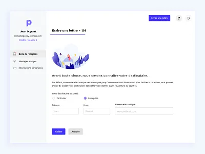 Ecrire une lettre app application branding clean ui daily ui design desktop form illustration letter mail minimalist platform ponee product design ui ux ux ui ux design web app