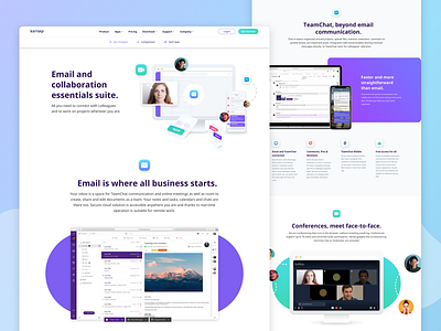 Product page for Collaboration solution branding calendar collaboration conferences email icon icons illustration interface landing landing page landingpage office product product page ui ux web webdesign website