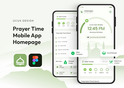 Prayer Time Mobile App Homepage Design app design figma islamic minimal ui ux