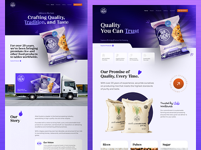 Foods Manufacturing Website UI best ui design 2025 best web ui design food food company web ui food product ui graphic design ui ui design user interfaces ux ux design web web ui