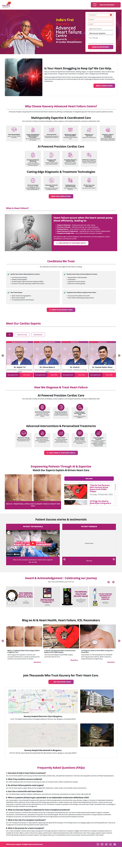 Kauvery - Heart Failure Care Landing Page branding custom php template design drupal custom theme graphic design illustration logo php custom template ui wordpress custom theme