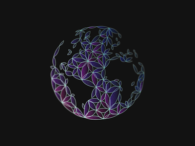Floral Ocean 🌎💐 africa america connected connection country floral flower geography geometric link logo map mundi network ocean petal planet sea universal world