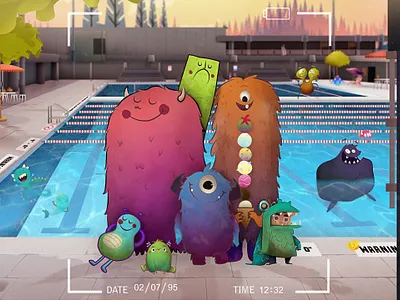 August Illustration - 2020 affinity affinity designer affinity photo illustration ipad pro monster pool pool party swimming vector