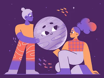 COSMOS astronaut astronomy character characterdesign colors cosmos design fish hair illustration illustration art planet space spaceman