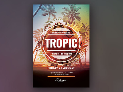 Tropic Flyer beach design download flyer graphic design graphicriver lounge ocean palms poster psd sea summer sun template tropic tropical
