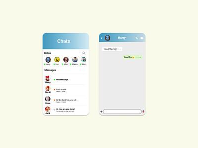 Direct Message Screens - DailyUI-#013 app branding color dailyui design figma illustration logo messenger productdesign typography ui ux vector whatsapp