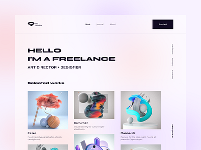 9 Art Studio - Web Exploration 2020 trend art director branding creative designer dribbble fashion flat freelancer header minimal studio trend trendy typography ui ux wallpaper web apps web design