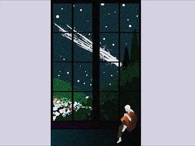 "window" art comet fantasy illustration illustrator minimal sad stars vector vector art vector illustration