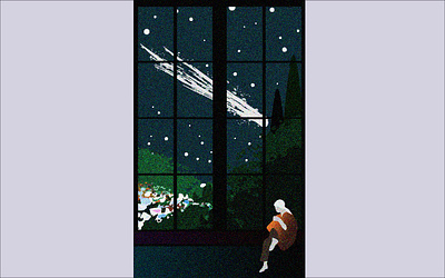 "window" art comet fantasy illustration illustrator minimal sad stars vector vector art vector illustration