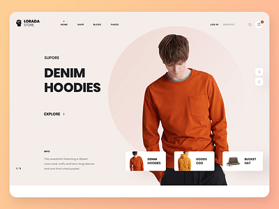 New Concept for Lorada Store - Denim Hoodies 3d animation branding denim design ecommerce graphic design hooodies illustration logo motion graphics ui ux vector web design