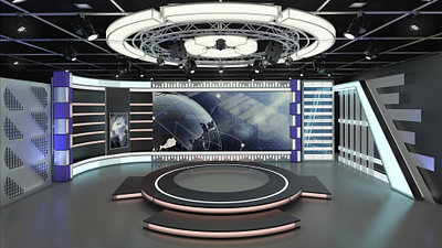 3d Virtual TV Studio News Set 7 3d broadcast design illustration light media stage stand studio television