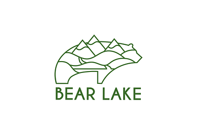 Bear Lake Logo bear logo design mountains nature logo vector logo