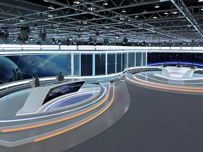 3d Virtual TV Studio News Set 35 3d broadcast cnn design illustration media stage studio television tv