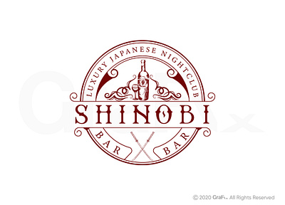 Shinobi bar logo caffe logo classic logo dance bar logo restaurant logo retro logo vintage logo