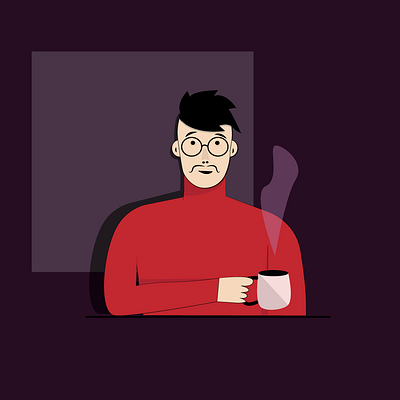 coffe in the morning animation coffee coffee cup illustration man morning red vector