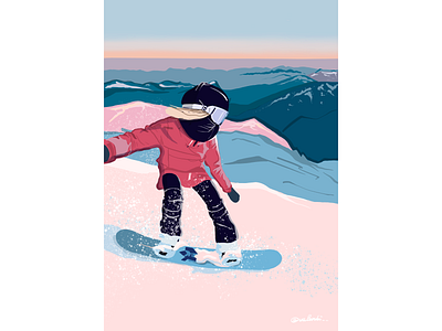 Missing my snowboard time flat illustration procreate snowboard sport