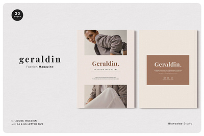 GERALDIN Fashion Magazine branding brochure business catalogue clean download elegant fashion fashion illustration free magazine magazine ad modern portfolio template