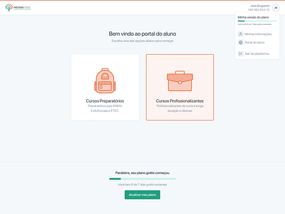 Student home page 👨‍🎓 active card cards ui components countdown design system grid home homepage hover icons login menu options redesign ribeirão preto student são paulo trial user