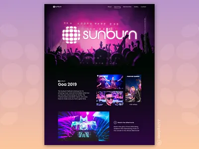 Sunburn music festival - Web design adobe xd covid19 dailyui darkui design figma interaction landing page minimal music music festival photoshop sketch sunburn trending ui ux web design web page website