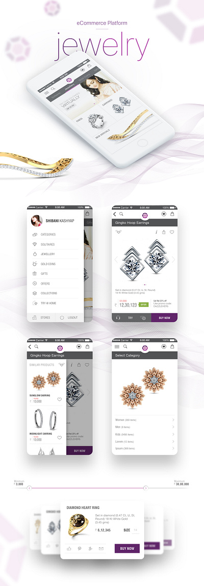 eCommerce App for a Luxury Jewelry Brand [Concept] clean contemporary ecommerce elegant jewelry modern ui design