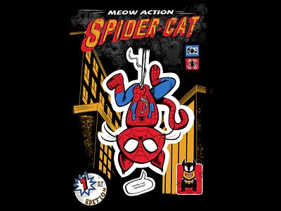 Spider Cat action adventure affinity animal cat city comic art comics design graphic design heroes hq marvel marvelcomics spider spiderman town villain wacom intuos