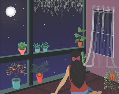 Girl in Moonlight design illustration tshirt