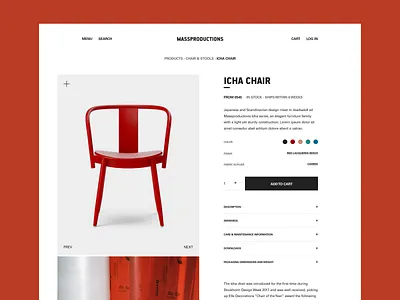 Massproductions - Product Detail Page clean design furniture simple ui ux web web design