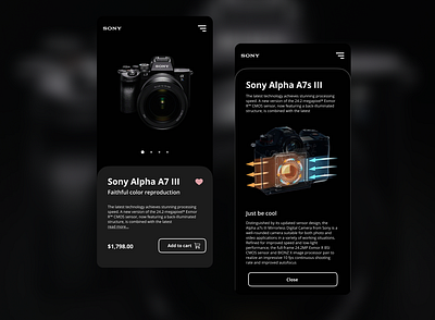 Sony Mobile e-commerce dark mode app design dribbble dribbbleshot e commerce ecommerce mobile ui uiux ux ux design