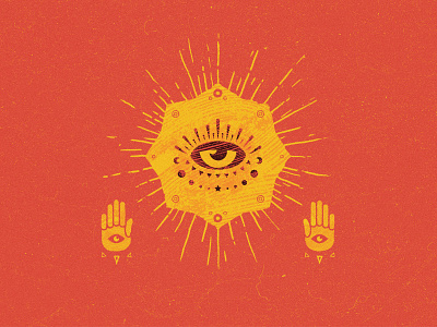 👁️ digital eye hamsa illustration sun texture