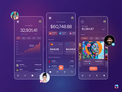 Fintech - Digital Wallet banking blockchain cards fintech mobile nft stocks ui ux