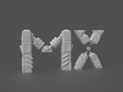 Playoff-MX-Logitech-Lettering : no materials 3d 3d art adobe dimension branding controller design icon logo mx playoff prototype robot typography