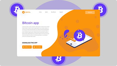 Bitcoin Wallet App app app design bitcoin bitcoin wallet clean crypto cryptocurrency design e wallet e wallet app mockup ui ui design ux ux design web website website design