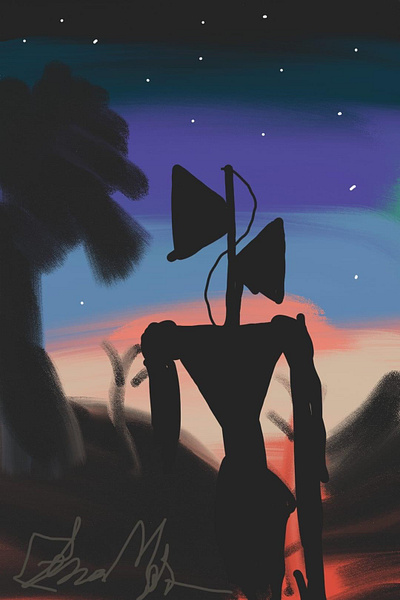 Moring sirenhead art design digital painting horror illustration painting sirenhead