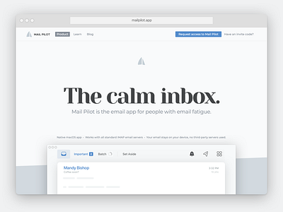 Simplified website for Mail Pilot app email mail pilot website
