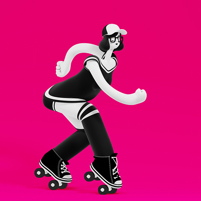 Roller Derby 3d cartoon character characterdesign derbie illustration roller roller derby