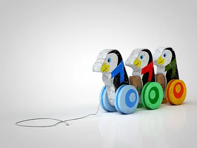 Penguin Pull toy 3d modeling c4d cinema 4d fun modeling retro toy toy
