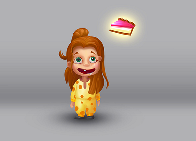 Little sweet tooth cake cartoon girl kids sweet tooth sweets
