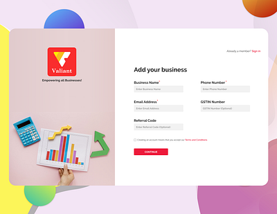 Valiant- A bookkeeping app for Small & Medium businesses. adobexd app design application branding clean clean design clean ui dashboard design dashboard ui design finance flat design interface login page login screen saas app ui uidesign web design webapp