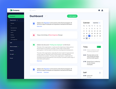 Corporate Portal Dashboard calendar dashboard design icons minimalism news portal product product design ui ux ux ui design webdesign