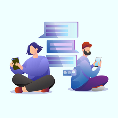Young Boy And Girl Messaging Holding Cell Smart Phones Over Colo 3d illustration adobe illustrator art artwork design design art drawingart drowning illustration illustrator sketch socialmedia concept vector art vector illustration