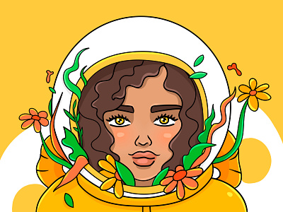 Astronaut astronaut cgart character flowers illustration space space art