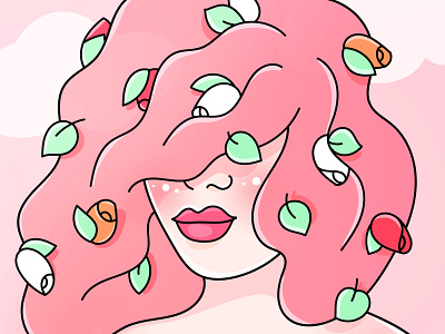 In blossom character flowers girl character illustration pink pink hair