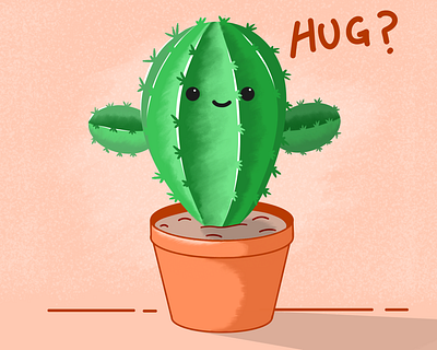 Baby Cactus cactus creative design drawing green hug illustration illustrator infinite painter vector