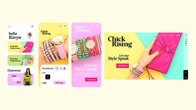 Chick Rising Ui design concept branding bright colorful design flat graphic design ui ux