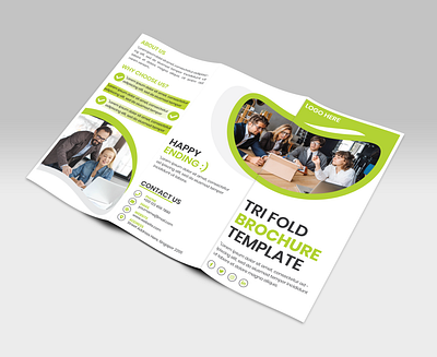 Tri-Fold Brochure Design Template 3 fold a4 abstract tri fold agency brochure brochure template business clean corporate creative creative design design elegant flexible green brochure illustrator marketing minimal modern multi use