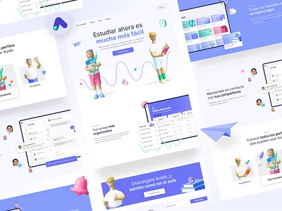 Aulab branding design illustration landing page learning learning management system ui ux